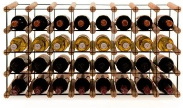 PROREGAL Modulares Weinregal Vinotega Mod Metal aus massivem Kiefernholz, Braun geölt, H x B x T: 42,5 x 82,5 x 24,5 cm - Bild 1