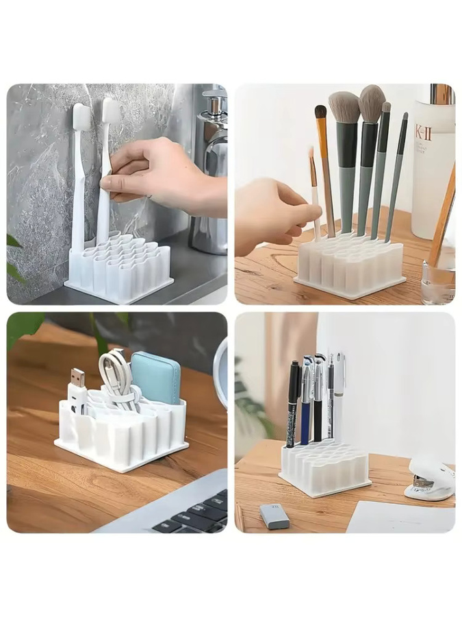 YOCITY 2er-Set Salbenhalter aus Silikon mit 32 Fächern, Mehrzweck-Organizer für Kosmetik und Stifte, Schwarz und Weiß - Bild 4