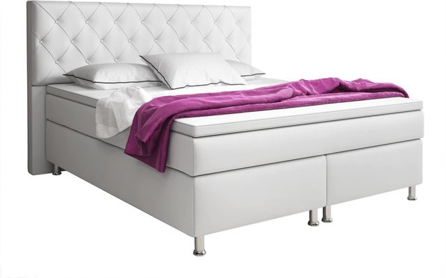 Inter Trading Boxspringbett Turin in Weiß mit Bonell-Federkern und Massivholzgestell, B/T: 180 x 200 cm - Bild 1
