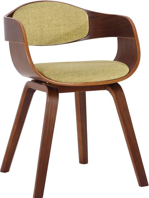 CLP Esszimmerstuhl Kingston ergonomischer Lehnstuhl mit Stoffbezug und Holzgestell in Braun, belastbar bis 150 kg - Bild 1