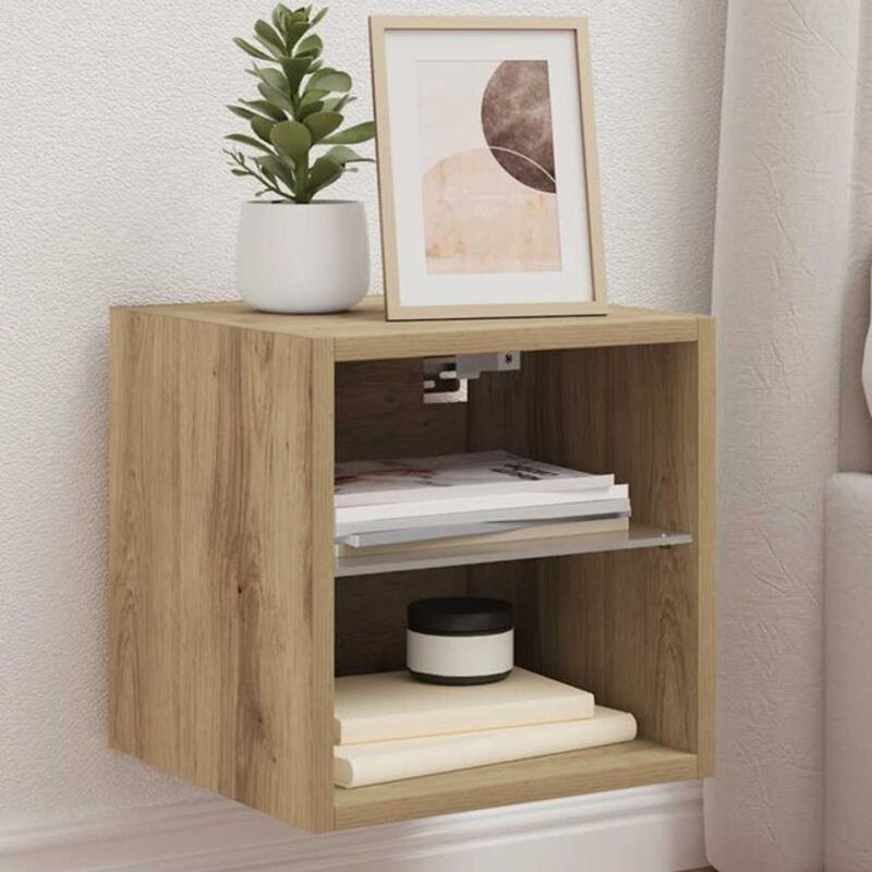 Modernes TV-Wandschrank mit LED-Leuchten von vidaxl in Artisan-Eiche Natur Braun, B/T/H: 30 x 30 x 30 cm - Bild 1