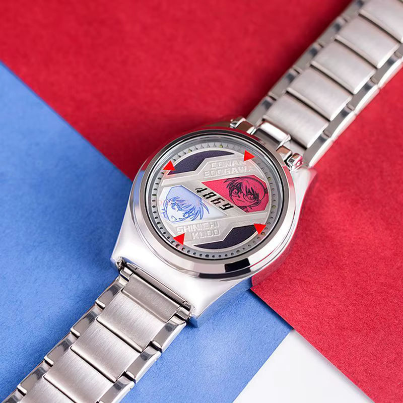 Bandai Detektiv Conan Anime Quarzuhr Shinichi Cosplay Armbanduhr für Kinder in Silber - Bild 4