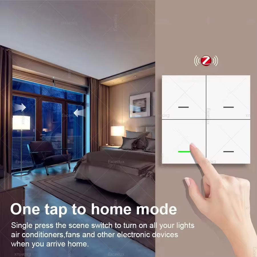 Excellux Zigbee 3.0 Wireless Smart Scene Switch Push Button 4 Gang mit 12 Modi in Weiß für Tuya Home Automation - Bild 3