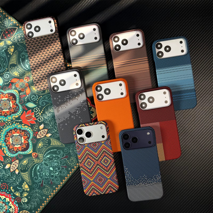Magnetische Handyhülle mit Kohlefaser-Kevlar-Textur aus Hartplastik für Apple iPhone 13, 14 Plus, 15 und 17 Pro Max - Bild 3