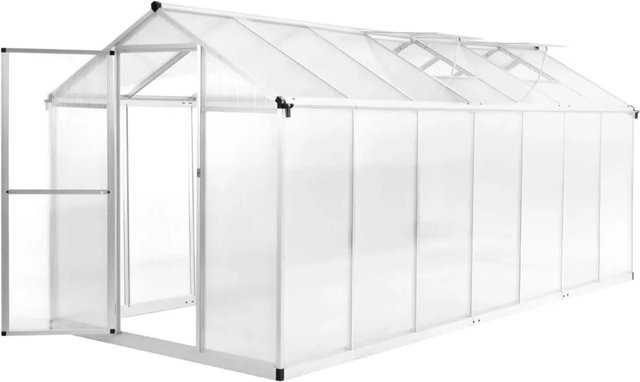 furnicato Gewächshaus aus Aluminium mit 15,6 m³ Volumen, B/T/H: 421 x 190 x 195 cm - Bild 1