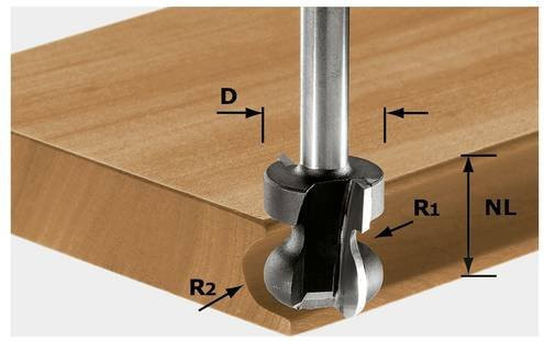 Festool Griffleistenfräser mit 8 mm Schaftdurchmesser, Durchmesser: 22 mm, Arbeitslänge: 16 mm, Gesamtlänge: 59 mm - Bild 1