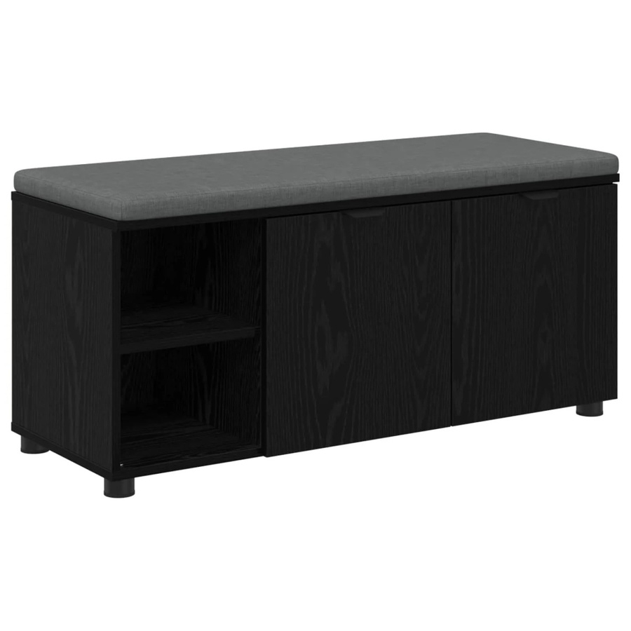 vidaXL Flurbank mit Kissen und Schuhregal in Schwarzer Eiche, B/T/H: 100 x 38 x 46 cm - Bild 2