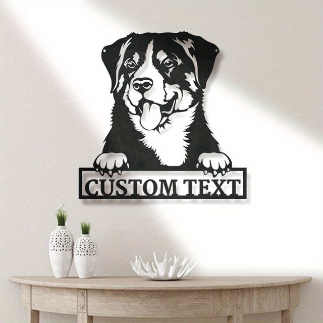 Personalisierte Appenzeller Sennenhund Metallwandkunst von Hello Young in Schwarz als individuelle Heimdekoration - Bild 1