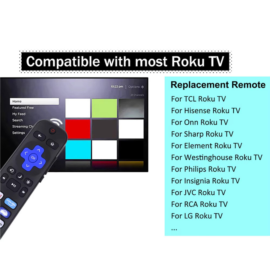 Universelle Infrarot-Fernbedienung für Roku Streaming-Player mit Netflix, Vudu, Pandora und Youtube Tasten in Schwarz - Bild 4