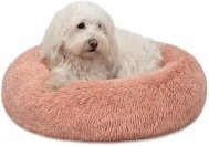 Lionto Donutbett für Hunde in Rosa, Größe M mit erhöhtem Rand und rutschfester Unterseite - Bild 1