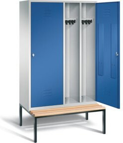 C+P Spind Classic Schwarz-Weiss mit Front in Enzianblau und Korpus in Lichtgrau, H x B x T: 209 x 119 x 81,5 cm - Bild 1