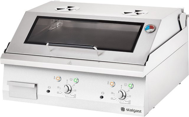 Stalgast Elektro-Griddleplatte Serie 700 ND aus Edelstahl mit Deckel und glatter Grillfläche, silber, B/T/H: 80 x 70 x 43 cm - Bild 1