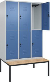 C+P Doppelstock-Spind Classic PLUS Sitzbank mit 3 Abteilen und Buche-Hartholz Sitzfläche, B/T/H: 212,0 x 120,0 x 81,5 cm - Bild 1