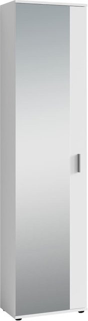 byLIVING Hochschrank JAKOB in Weiß und Silber mit Spiegeltür und Glaselementen, B/H/T: 49 x 196 x 30 cm - Bild 1