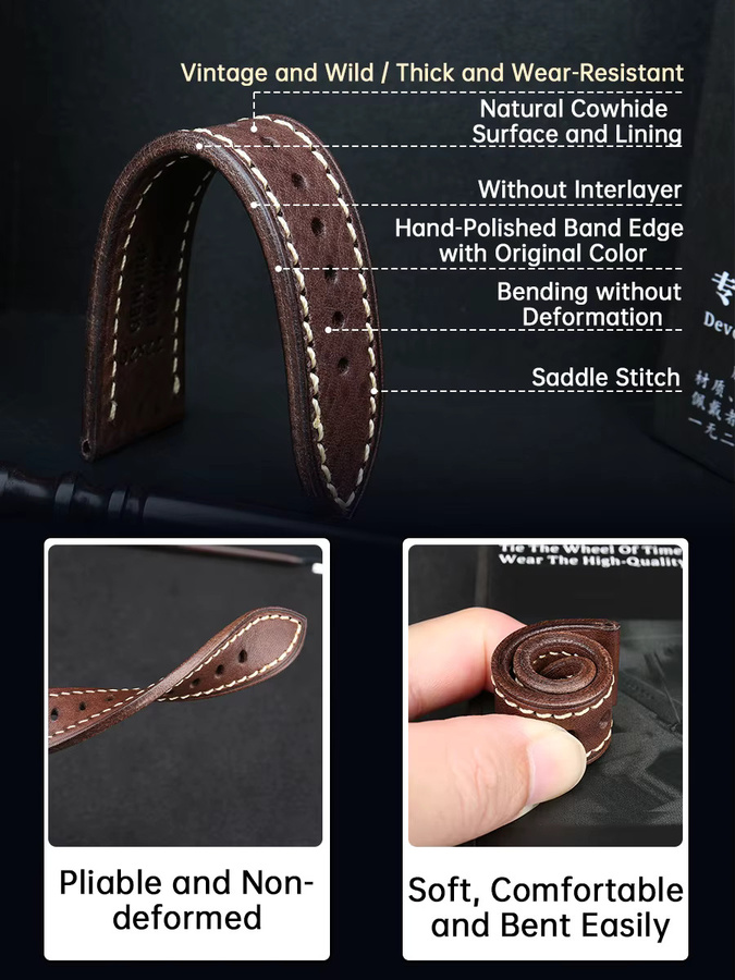 MAIKES Uhrenarmband Leder, Unisex - Bild 2