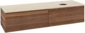 V&B Antao Waschtischunterschrank mit Frontstruktur und integrierter LED-Beleuchtung, Wandmontage, Farbe: Botti, Weiß, B: 160 cm, T: 50 cm - Bild 1