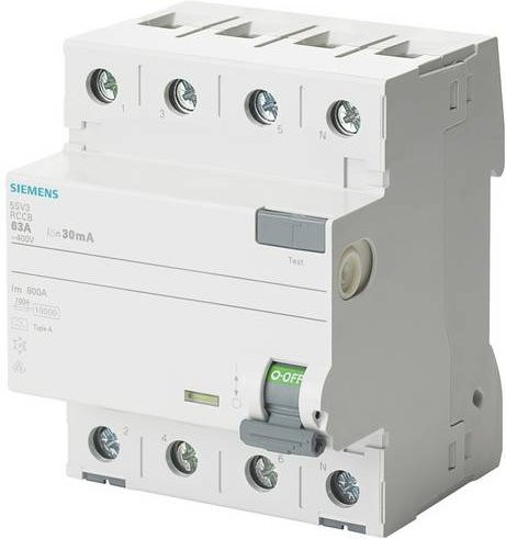 Siemens FI-Schutzschalter 5SV3342-6KK01 RCD 4polig 25A 0,03A 400V in Weiß - Bild 1