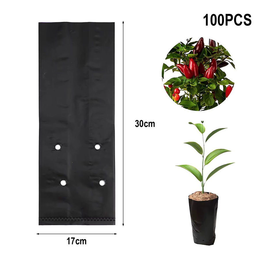 Vibratite Pflanzbeutel für Gemüse und Blumen, 100 Stück, Schwarz, B/T/H: 30,0 x 17,0 cm - Bild 2