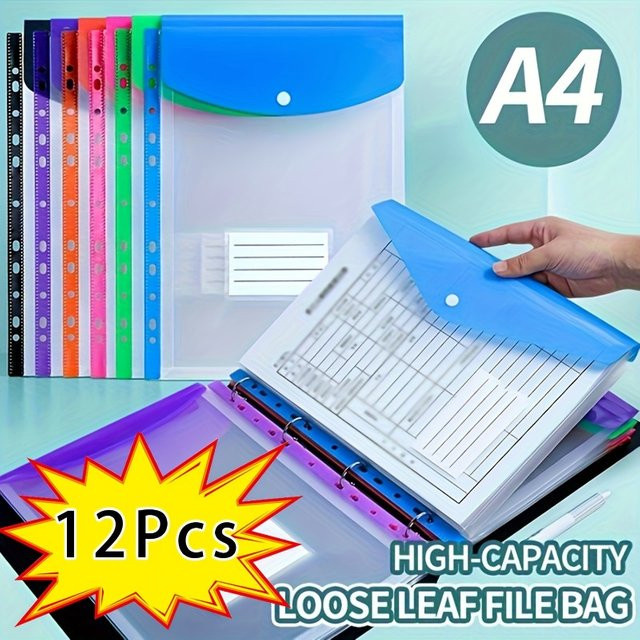 12er-Pack A4-Fächerordner aus Kunststoff mit 11 Ringbuchtaschen in Mehrfarben - Bild 1