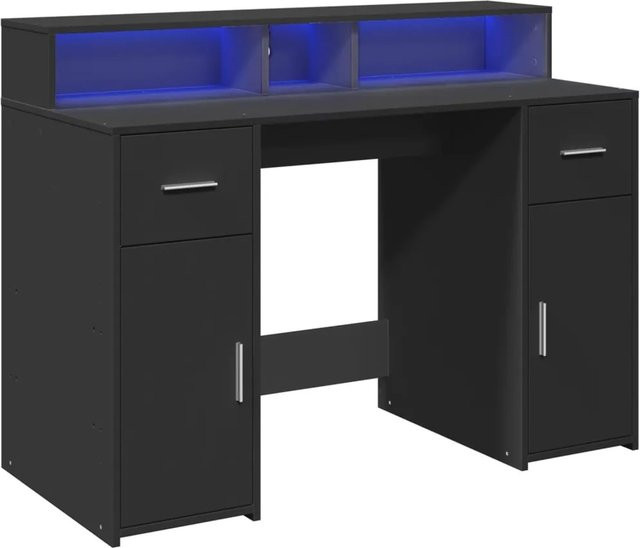 vidaXL LED-Schreibtisch in Schwarz aus Holzwerkstoff, B/T/H: 120 x 55 x 91 cm - Bild 1