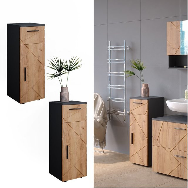 Vicco Midischrank Irma Badschrank Badezimmermöbel Anthrazit Eiche B: 30 cm, H: 81 cm - Bild 1