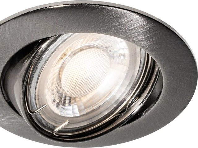 QAZQA Moderner Einbaustrahler Gunmetal Rund Schwenkbar GU10 Grau - Bild 1