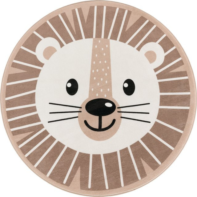 Waschbarer Kinderteppich Chiko in Beige, rund, Durchmesser: 120 cm - Bild 1