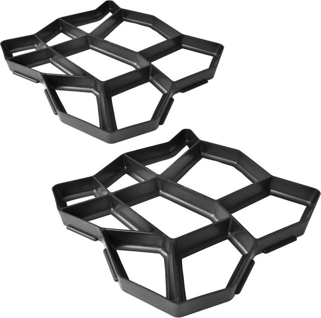 Yiwydaa Pflasterform für den Garten aus Kunststoff, Schwarz, 2er Set, B/T/H: 42 x 42 x 4 cm - Bild 1