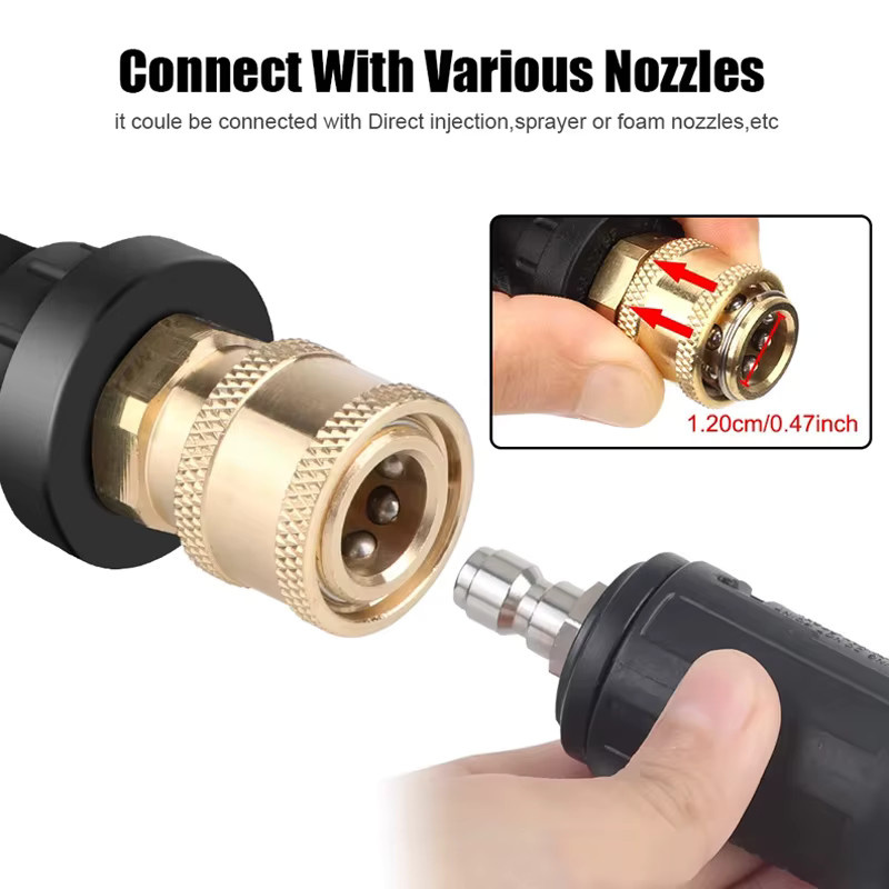 Hochdruckreiniger-Adapter-Set mit 1/4 Zoll Schnellverbindungsdüsen für Kärcher K2 bis K7, rote Autowaschpistole für Gartenbewässerung, 3000 PSI - Bild 2