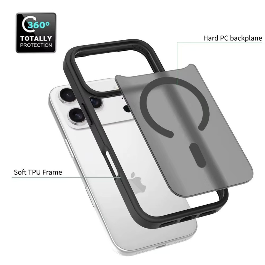 Matte magnetische transparente Schutzhülle für iPhone 16 mit MagSafe Unterstützung in Blau - Bild 3