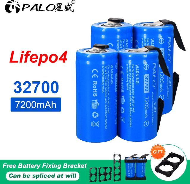 PALO 32700 LiFePO4 Akku mit 7200 mAh, 3,2 V, 35 A Dauerentladung und 55 A Hochleistung, inklusive DIY-Nickelbleche, Blau - Bild 1