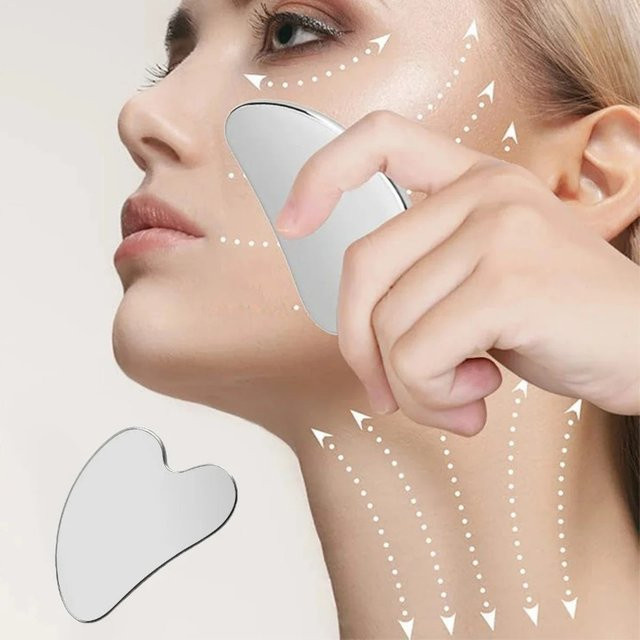 OUUME Gua Sha Tool Edelstahl, Gesicht und Körper, Unisex - Bild 1