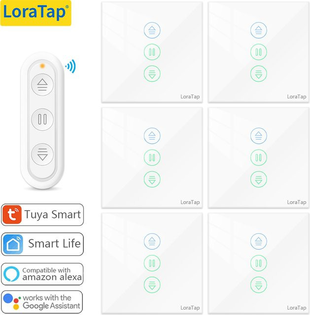 LoraTap Smart Electric Curtain Motor Switch mit Touch-Steuerung, Timer und Sprachsteuerung über Alexa und Google Assistant, Weiß - Bild 1