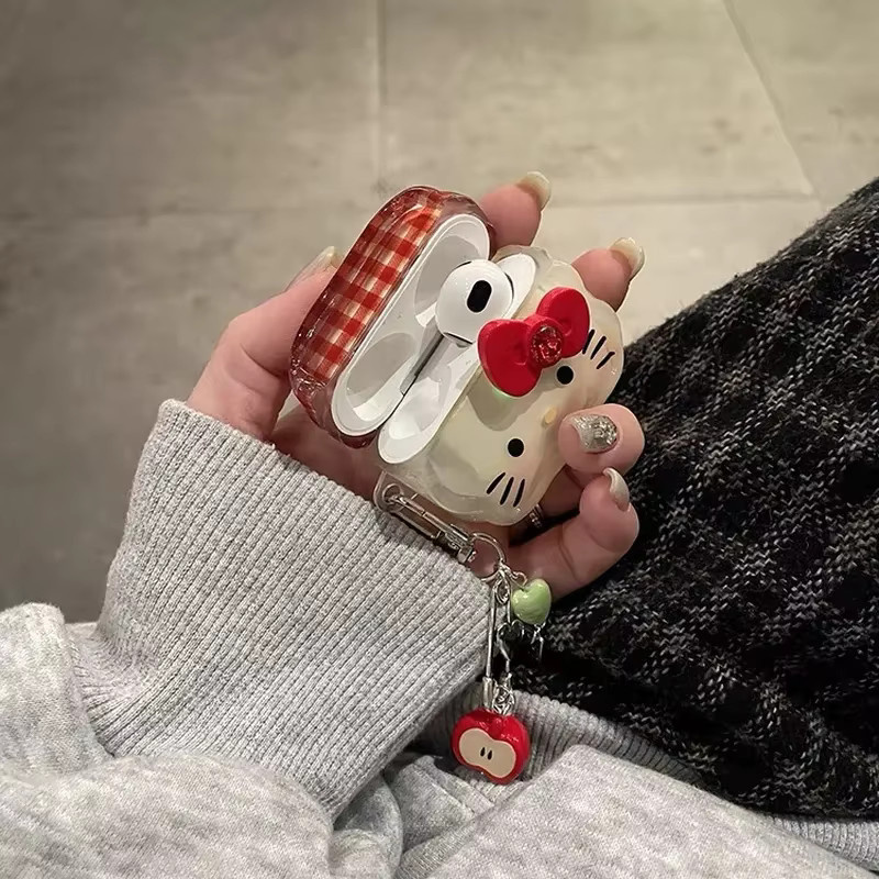 Sanrio Grid Bow Kt Cat Schutzhülle für Apple AirPods 3 und AirPods Pro 2, transparent/multicolour - Bild 2