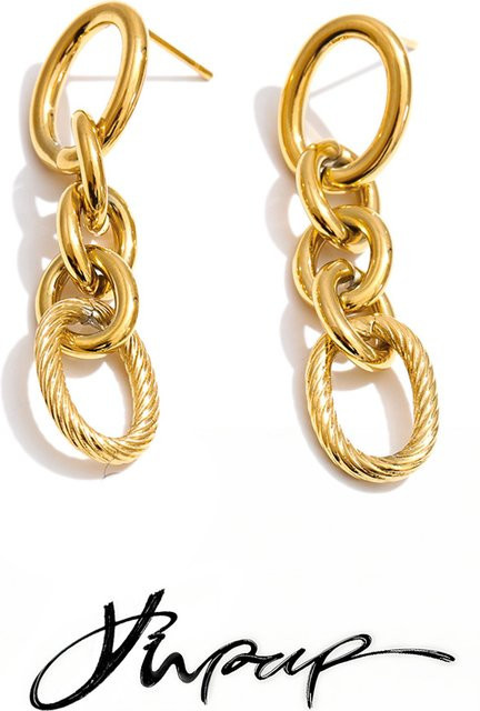 Yhpup Ohrringe Edelstahl, rund, Gold, Damen - Bild 1