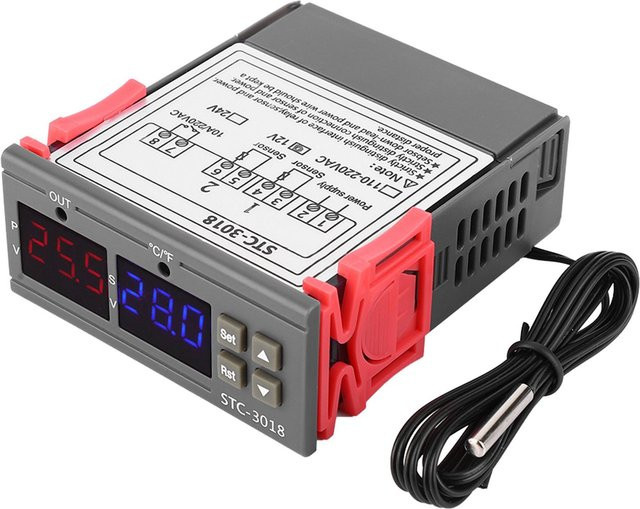 STC 3018 Digitaler Temperaturregler mit NTC Sensor, 24V, Schwarz - Bild 1