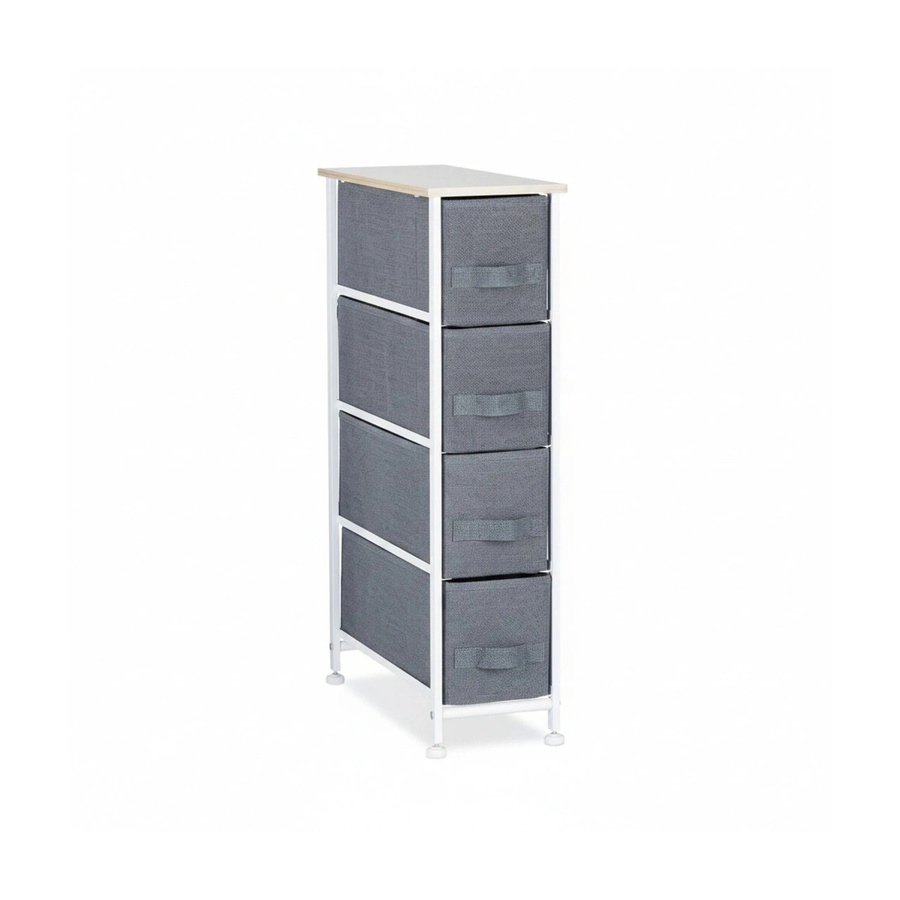 Relaxdays Regalsystem aus Stahl und MDF in Grau mit 4 Schubfächern, B/T/H: 76 x 20 x 48 cm - Bild 2