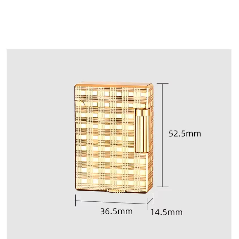 Derui Metallfeuerzeug mit geschnitzter Textur und seitlich verschiebbarer Schleifscheibe in Gold - Bild 2