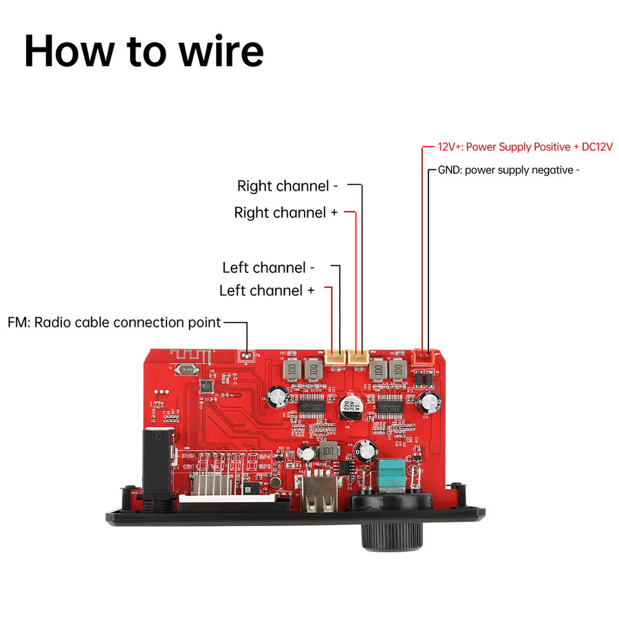 Aideepen DC 12V Auto Bluetooth MP3 Verstärker Decodierung Board mit FM Decoder und Power-Off Memory Funktion, 2x80W - Bild 3