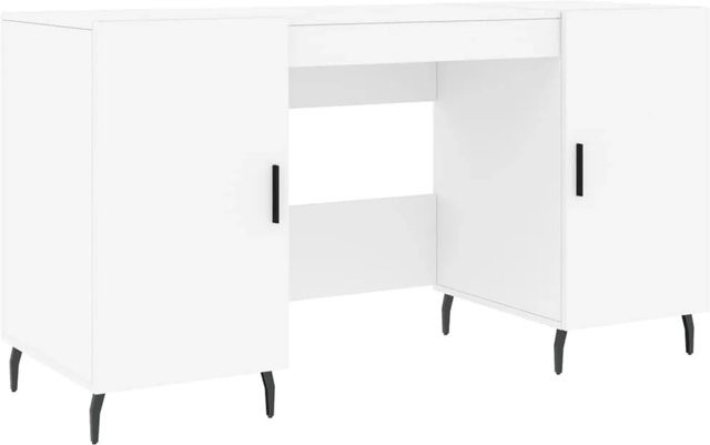 vidaXL Schreibtisch in Weiß mit integriertem Schrank im industriellen Stil, B/T/H: 140 x 50 x 75 cm - Bild 1
