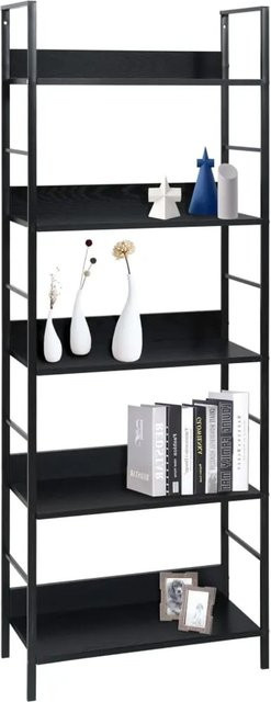 vidaXL Bücherregal im Industrial Design mit 5 Regalböden, Schwarz, B/T/H: 60 x 27,6 x 158,5 cm - Bild 1