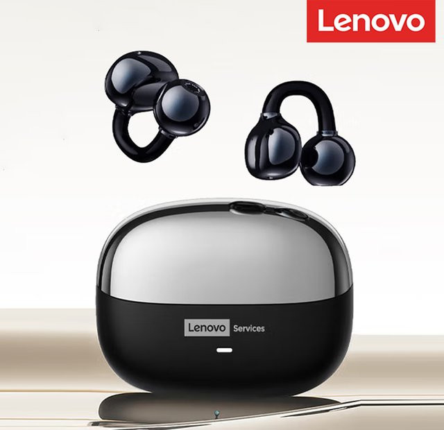 Lenovo LE302 Bluetooth Kopfhörer in Schwarz mit HiFi Sound und Ohr-Clip-Design für Sport und Musik - Bild 1
