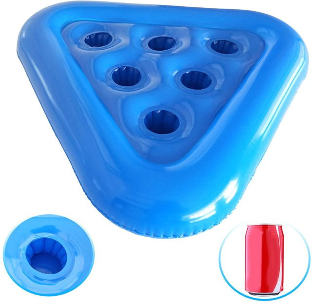 CosyHome Aufblasbarer Schwimmender Bierglashalter in Dreiecksform, Blau - Bild 1