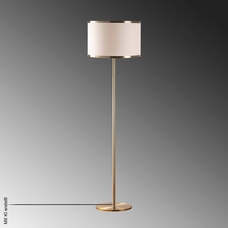 Opviq Stehlampe Way in Beige mit Stoff und Metall, B/T/H: 40 x 40 x 156 cm, E27, Gold/Messing - Bild 3