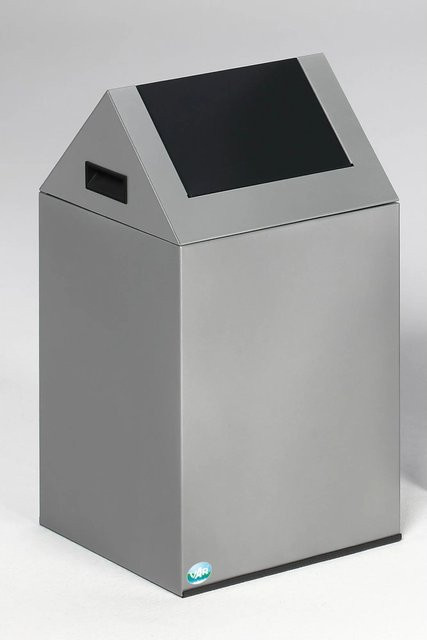 PROREGAL Selbstlöschender Wertstoffsammler Spitz mit Einwurfklappe aus verzinktem Stahl, Silber-Anthrazit, H x B x T: 60 x 32 x 32 cm - Bild 1