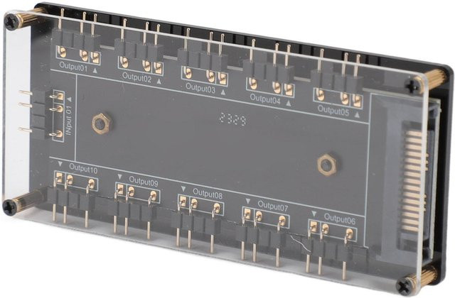 Igeteck ARGB-Hub 5V 3-polig mit 10 Anschlüssen und Acrylgehäuse in Grau - Bild 1