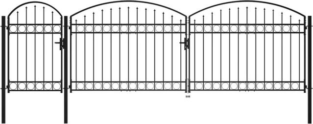 vidaXL Gartentor aus Stahl mit gewölbter Spitze in Schwarz, B: 5 m, H: 1,75 m - Bild 1
