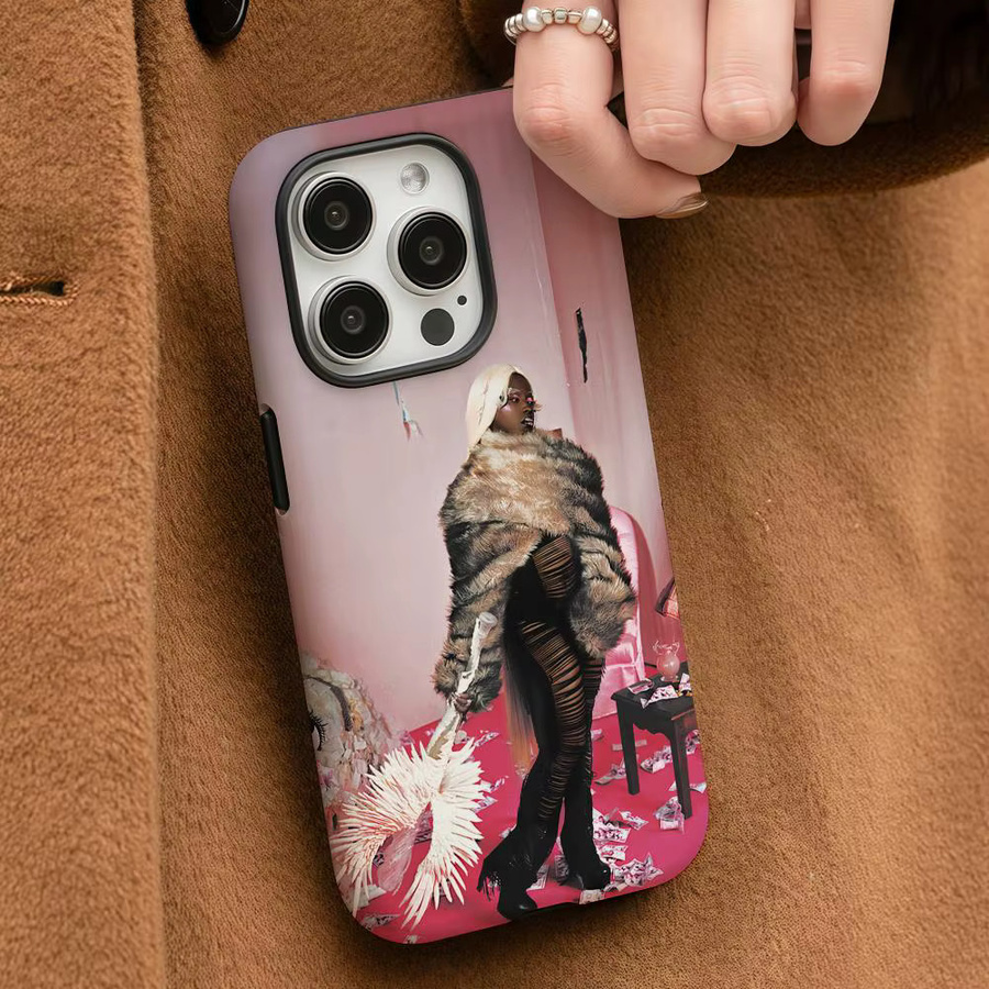 MEGA BBL T-Theodora Handyhülle für iPhone 17 16 15 14 13 12 Pro Max Plus, glänzende HD-Doppelschicht-Flüssigkeitshartschale in Weiß - Bild 3