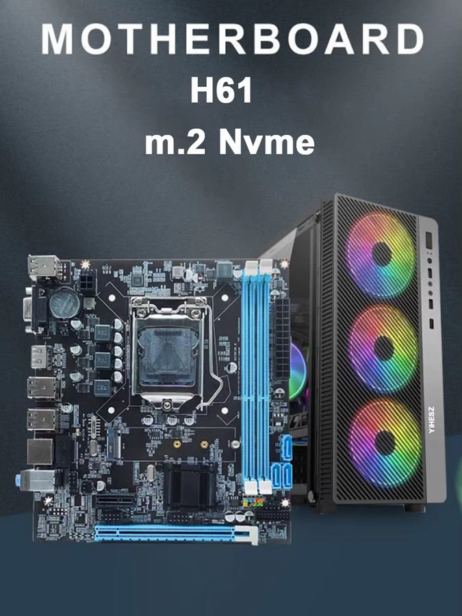 YiHESZ H61 Motherboard LGA 1155 DDR3 mit M.2 NVME und HDMI/VGA für Intel i3/i5/i7 Prozessoren in Schwarz - Bild 7