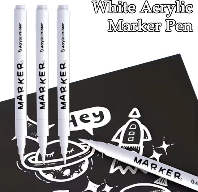 Weißer Acrylmarker zum Skizzieren, Hervorheben und Malen mit Pinselspitze für Studenten und Erwachsene - Bild 1